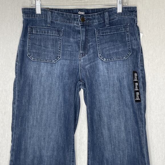 Gap Crop Jeans Culotte Size 8 Dark Wash Indigo Blue Wide Leg Stretch Fall NWT - Picture 3 of 16